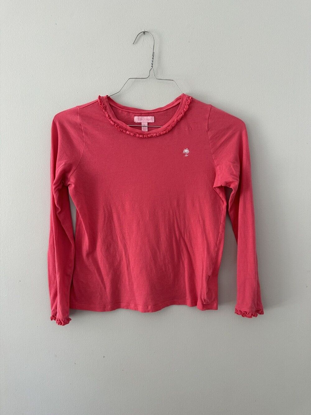 Girls Lilly Pulitzer Pink Peplum Long Sleeve Shirt Size XL (12-14)